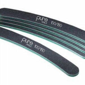 Pure Nails Black Foam Boomerang Nail Files 100/180 Grit - 5 pack