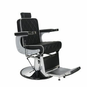 Chrysler Barber Chair - Black with White Piping
