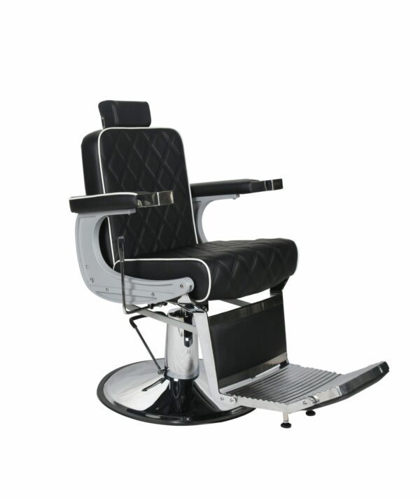 Chrysler Barber Chair - Black with White Piping