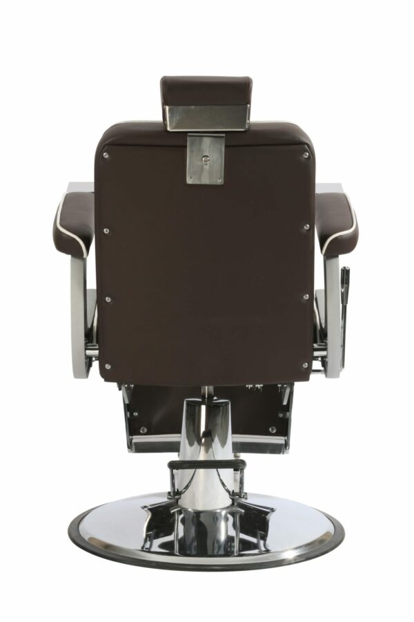 Chrysler Barber Chair - Brown with White Piping - Image 7