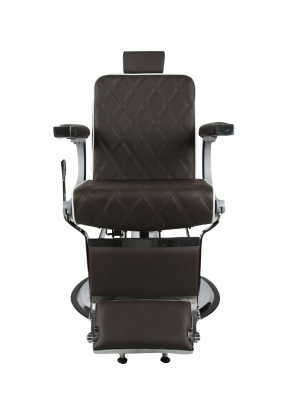 Chrysler Barber Chair - Brown with White Piping - Image 6