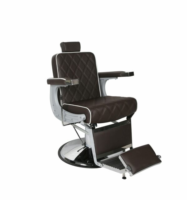 Chrysler Barber Chair - Brown with White Piping