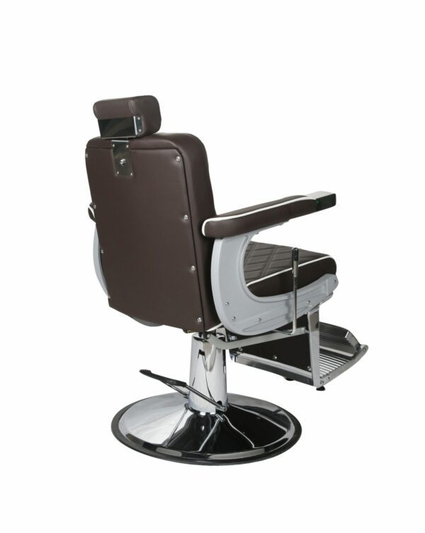 Chrysler Barber Chair - Brown with White Piping - Image 2