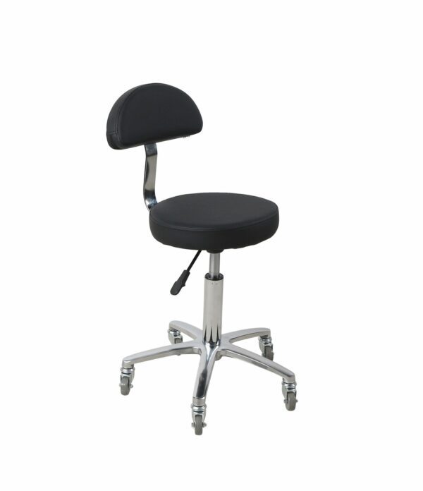 Hudson Gas Lift Stool with Backrest  - Black