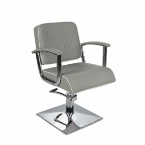 Madison Hydraulic Chair Square Base - Grey with White Piping