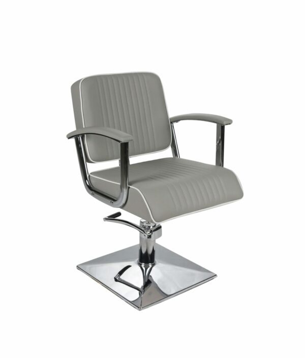 Madison Hydraulic Chair Square Base - Grey with White Piping