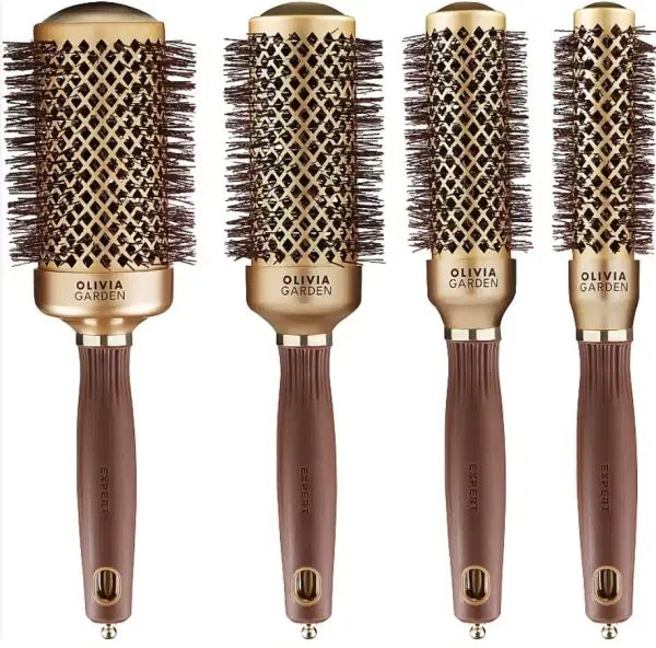 Olivia Garden Expert Blowout Shine Wavy Bristles Gold & Brown Bag